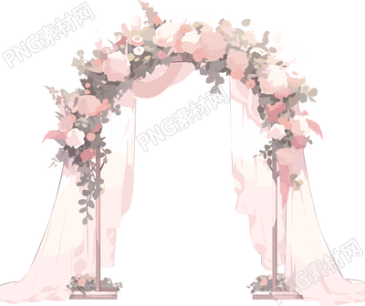豪華婚禮花門插畫