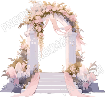 婚礼拱门唯美插画