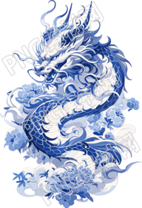 中国龙扁平插画商业素材