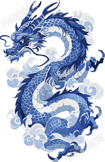中國龍藍(lán)白瓷器簡(jiǎn)約創(chuàng)意設(shè)計(jì)元素