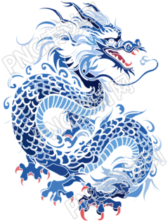 中國(guó)龍單色圖案厚重線條插畫