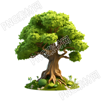 3D大树简约白底插图