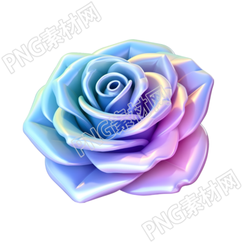 夢(mèng)幻玫瑰花3D藍(lán)紫漸變插圖