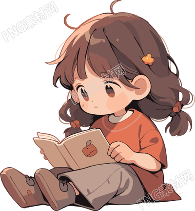 讀書小女孩創(chuàng)意設(shè)計(jì)插畫