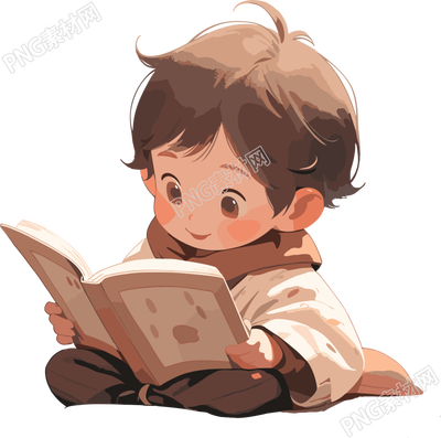 小男孩讀書設(shè)計(jì)素材