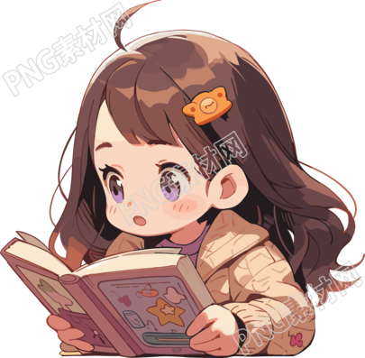读书小女孩可商用插图