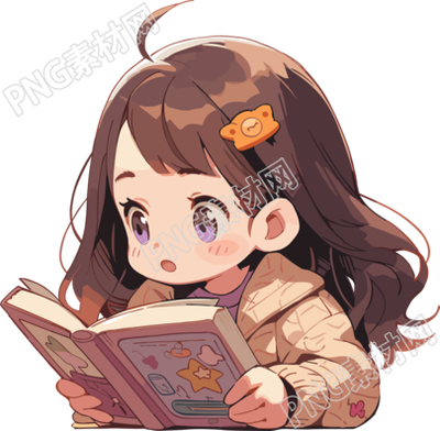 讀書小女孩可商用插圖