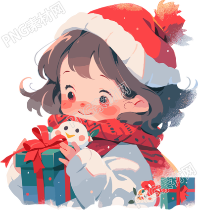 可愛小女孩圣誕快樂插畫