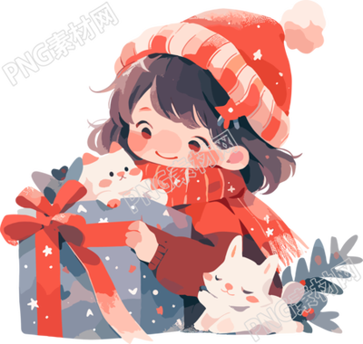 圣誕主題乖巧小女孩插圖