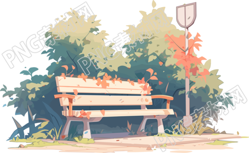 小清新长椅简约背景2D插画