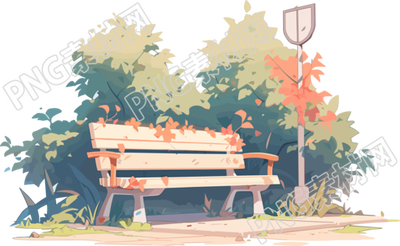 小清新長椅簡約背景2D插畫