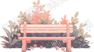 公園長椅透明背景插畫