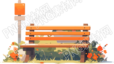 休閑長椅明亮簡約的商業(yè)插畫