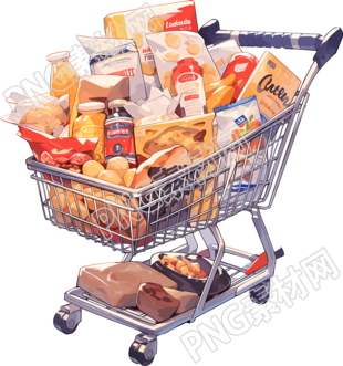 2D平面商品購(gòu)物車透明背景圖案設(shè)計(jì)