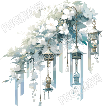 风铃花卉的水彩画作品