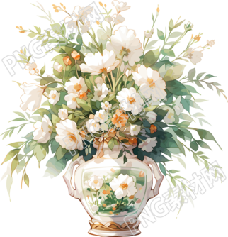 花束裝飾花瓶插畫