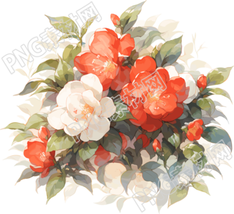 山茶花水彩画素材