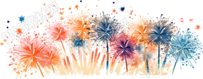 絢麗煙花2D平面插畫