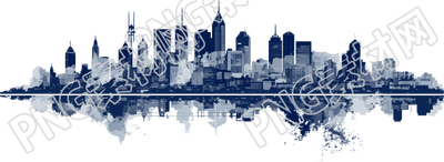 橘色城市天際線圖案
