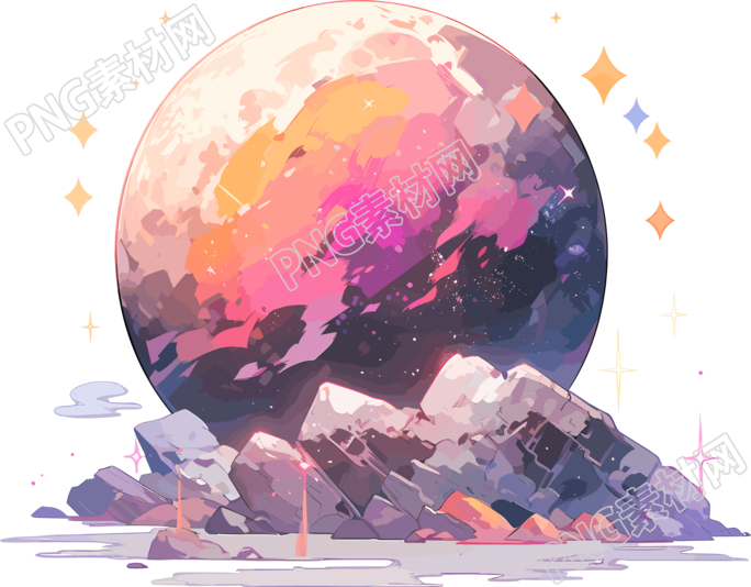 太空行星平面向量插图