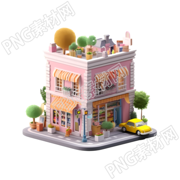 法國(guó)特色書店3D卡通模型