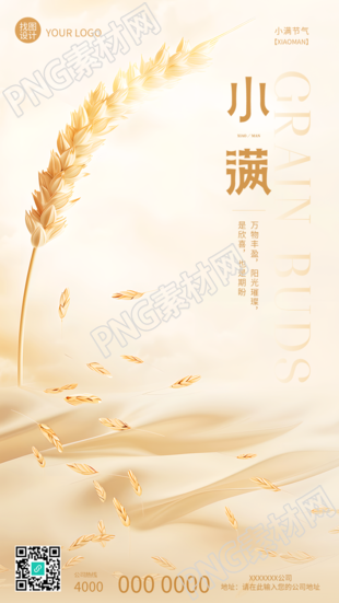 小满时节小麦饱满简约手机海报