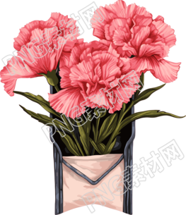 花信封插畫粉色康乃馨