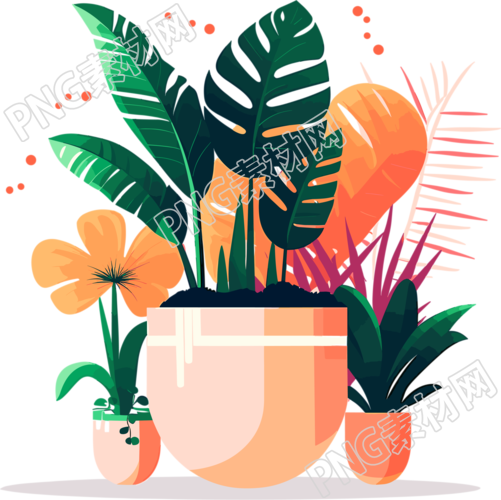 植物集合风格的插画设计素材