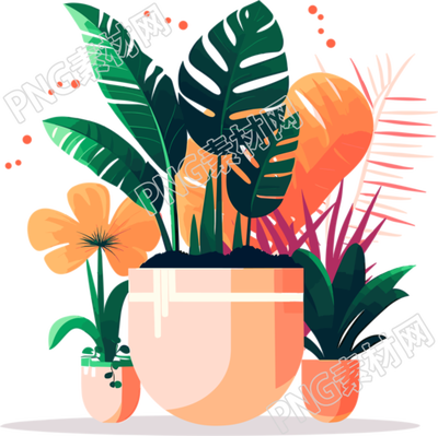 植物集合風(fēng)格的插畫設(shè)計(jì)素材