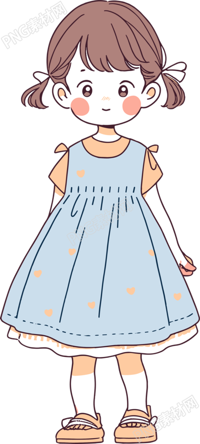 可愛藍(lán)色連衣裙的小女孩