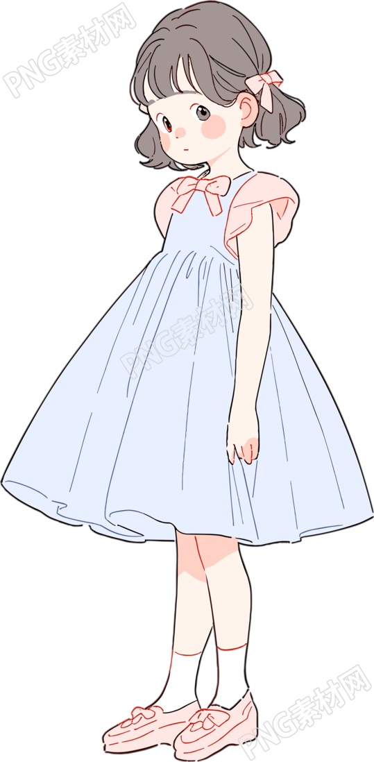 女孩萌萌的插画素材