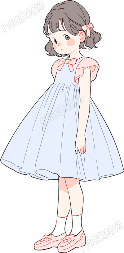 女孩萌萌的插畫素材