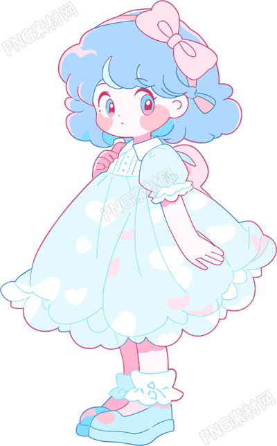 小女孩呆萌插畫