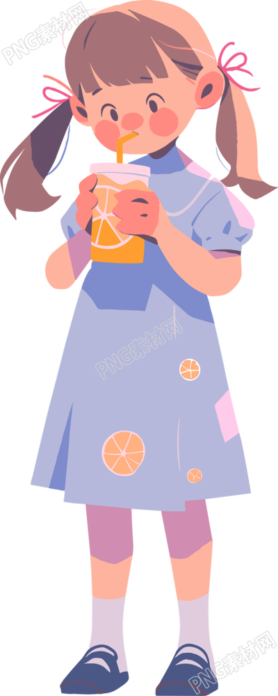 小女孩可愛搞怪的藍(lán)裙插畫