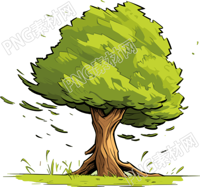 樹木與豐盛的草地插畫
