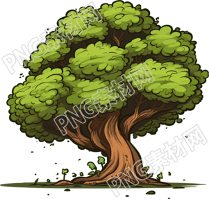 綠色木質(zhì)卡通樹插畫