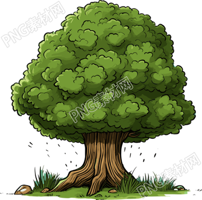 卡通樹與大量草地PNG圖形素材