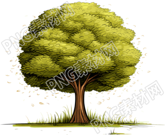 精美動(dòng)漫濃墨重彩樹木透明PNG圖素材