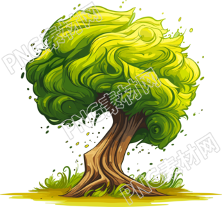卡通树和大量草地
