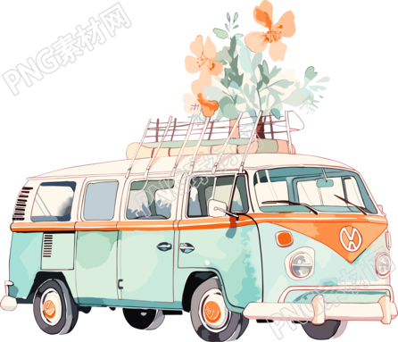 汽车水彩插画设计素材
