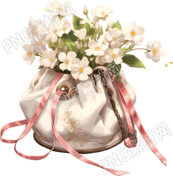 簡(jiǎn)約絲花袋可愛插畫