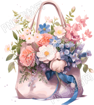 手提袋絲花袋子插畫