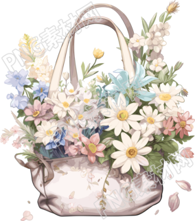絲花袋子手繪插畫元素