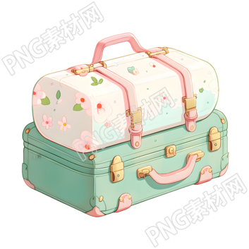 風(fēng)行李箱插畫元素