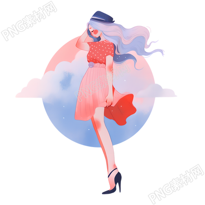 女生水彩浪漫插畫圖形素材