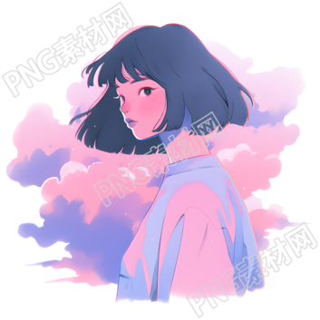 女孩水彩浪漫插畫