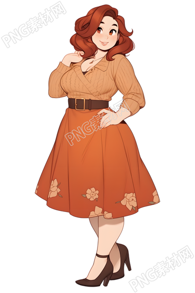 女生圓潤超模插畫