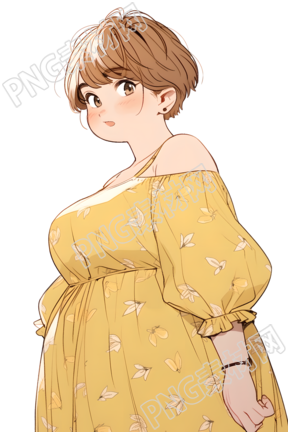 女生可愛自信的圓潤超模插畫