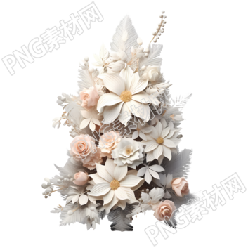 圣誕樹和花朵素材