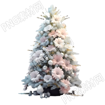 圣誕樹和花朵栩栩如生的貼圖素材